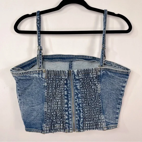 Habitual Denim Crop Tank Top Adjustable Removable Straps size large NWT - Picture 2 of 4